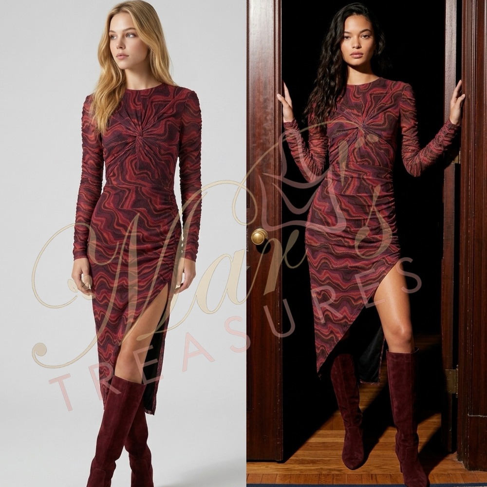 NWT SAYLOR Mesh Midi LILINE MIDI DRESS Sz L